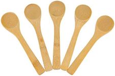 Bezall 5Pcs Small Wooden Spoons, Mini Bamboo Condiment Salt Spoons Tasting Spoons Honey Teaspoons for Seasoning Coffee Tea Sugar Jam