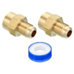 PATIKIL Brass Flare Tube Fitting, 2pcs Union Coupling Gas Adaptor 5/16" Flare Male to 1/4" NPT Female Pipe Connector Adapter with PTFE Tape for Refrigeration Gas System