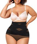 Nebility Plus Size Shapewear for Women Tummy Control Butt Lifting Panties Hi- Waist Trainer Body Shaper Short Belly Underwear(1X, Black Plus Size)