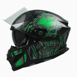 Steelbird SBH-25 Predator ISI Certified Full Face Graphic Helmet for Men and Women with Inner Smoke Sun Shield (Large 600 MM, Glossy Black Green)