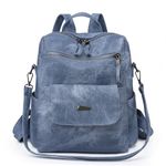 Puwuzixi Women Backpack Waterproof Anti-Theft Lightweight PU Fashion Travel Multipurpose Convertible Purse Shoulder Bag Handbag Backpack Blue