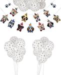 Dog Theme Birthday Party Supplies, 1 Set Dog Face Party Banner 6 Pcs Walking Dog Balloons 2 Pcs Bone Shape Balloons and 10 pcs Dog Paw Print Balloons for Kids Puppy Birthday Party Decoration