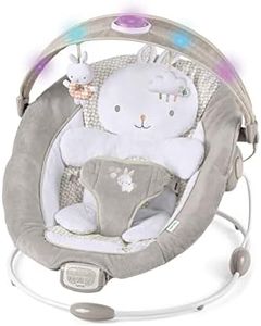 Ingenuity InLighten Baby Bouncer Infant Seat with Light Up -Toy Bar, Vibrations, Tummy Time Pillow & Sounds, 0-6 Months Up to 20 lbs (Twinkle Tails Bunny)