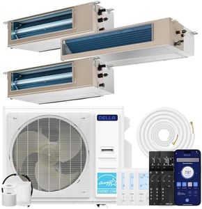 DELLA 41K BTU 3 Zone (9,500+17,000+22,000 BTU) Concealed Ducted Mini Split AC, 20 SEER2, Energy Star, 230V Inverter Heat Pump System, Pre-Charged, Work with Alexa and Wifi, 25ft Kit & Thermostat
