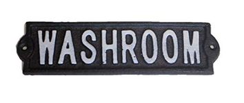 Cast Iron Washroom Bathroom Sign Decor