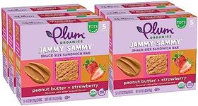 Plum Organics Jammy Sammy Snack Bars - Peanut Butter and Strawberry - 1.02 oz Bars (Pack of 30) - Organic Toddler Food Snack Bars