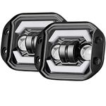 Jiqireng Flush Mount LED Pods with DRL, 2pcs 5Inch 80W Driving Lights Spot Flood Combo Beam Backup Bumper Lights for Trucks UTV ATV SUV Boat 4x4 Car …