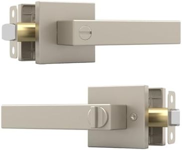 Stylware Privacy I Lever Door Handle Set for Hallway, Closet and Bathroom I Reversible Design I Fits All Standard Door Sizes I Screws Included - Satin Nickel (1 Pack) with Covered Screws, 5"