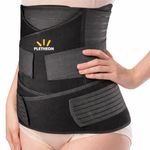 PLETHEON 3-in-1 Postpartum Abdominal Belt for Women – After Delivery Belly, Waist & Pelvis Support | Tummy Compression Shapewear Wrap | Free Size 30–46 Inch | Neoprene Blend | Black