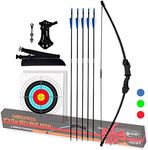 KESHES Archery Recurve Bow and Arrow Youthbow Set - Beginner Bows for Outdoor Hunting – Bow and Arrows Set with Equipment for Teens and Kids (Black)