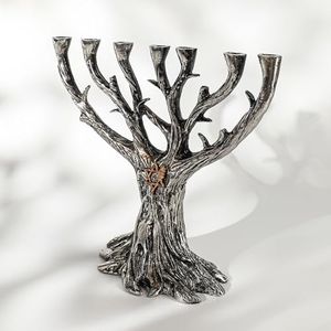 7 Branch Menorah – Tree of Life Design with Star of David, Ideal for Shabbat & Religious Rituals