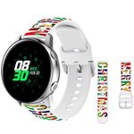 HYHMXB Chic Breathable Festive Christmas Bands Compatible with Samsung Galaxy Watch 42mm/ Active/Active2 40/44mm/Galaxy Watch 4 /S2 Classic/Gear Sport/S4 R720 R730, 20mm Soft Silicone Wristband for Women Men Silm(Item 7)