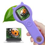 Microscope for Kids - Portable Handheld Magnifying Glass for Kids - Mini Digital Microscope for Kids Educational Science Toys, Christmas Birthday Gifts for Age 3 4 5 6 7 8 Girls&Boys （Purple）