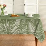 Horaldaily Spring Tablecloth 60×84 Inch Rectangular, Green Plants Wild Fern Washable Table Cover for Party Picnic Dinner Decor