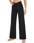 G4Free Wide Leg Dress Pants for Tall Women Flare Yoga Pants with Pockets Comfy Stretchy Lounge Casual Long Pants 33" (Black,L)