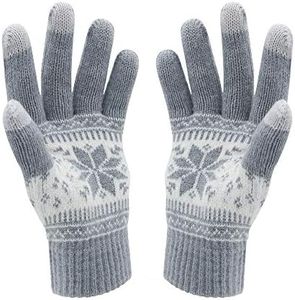 HOTER® Winter Lover Snow Print Keep Warm Touch Screen Gloves - Women Grey 20CM