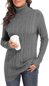 PrettyGuide Women's Long Sweater Turtleneck Pullover Tunic Sweater Tops XL Gray