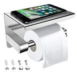 Uplayteck Toilet Paper Holder with Shelf Paper Roll Holder Wall Mounted Bright Sliver Made of SUS304 Stainless Steel Chrome Plated Preventing Rust Screwed for Bathroom Washroom Kichen