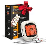 Smart Bluetooth BBQ Grill Thermometer - Upgraded Stainless Dual Probes Safe to Leave in Outdoor Barbecue Meat Smoker - Wireless Remote Alert iOS Android Phone WiFi App - NutriChef PWIRBBQ80