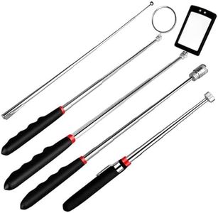 UOEPOWA Magnetic Pickup Tool Set, 5 Pack with 15lb&1lb Telescoping Flexible Pick Up Rod, Round and Square 360 Swivel Adjustable Inspection Mirror, Unique Gift Ideas, Men's Tools, Cool Gadgets