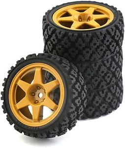 Chanmoo 1/10 RC Rally Car Tires and Wheels Rims 12mm Hex & Rubber On Road Tyres for 1/10 RC Racing Car Tamiya XV01 XV02 TA06 144001 A959 TT01 TT02 PTG2 HPI KYOSHO 4PCS