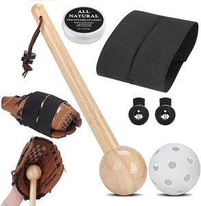 Baseball Glove Break-in Kit for Men & Adults: Structure Glove Mallet, Glove Conditioner,Wooden Shaping Hammer, Softball Glove Wrap Band, Plastic Practice Ball & Glove Locks