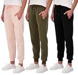 3 Pack: Women’s Fleece Jogger Trousers Sweatpants Tracksuit Running Bottoms French Terry Running Sports Lounge Active Ladies Warm Sweat Jogging Track Pants Casual Athletic Camo Pockets-Set 5, S