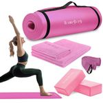 HemingWeigh Yoga Mat Thick, Yoga Set for Home Workouts, 1/2 Inch Thick Yoga Mat for Women, Men, Non Slip Yoga Mat with Yoga Foam Blocks, Yoga Strap, 2 Microfiber Towels, Beginner Friendly