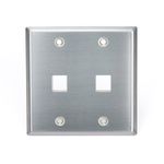 Leviton 43080-2S2 QuickPort Wallplate, Dual Gang 2-Port Light Switch Cover Plate, Stainless Steel Wall Plate by Leviton