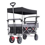 Arebos Handcart Premium Foldable with Roof | Transport Trolley | Up to 100 kg | Front and Rear Brakes