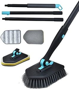 YVVV 3 en 1 Cepillo Limpiar Baño, 50" Mango Largo,180 ° Rotación Cepillo de Limpieza de Azulejos para Ducha bañera Pared Piso Limpieza de Cocina,Patio, Limpieza de Interiores y Exteriores