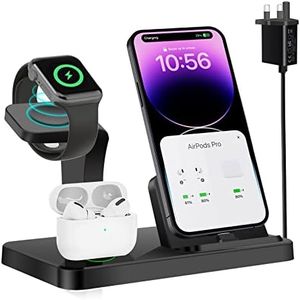Charging Station for Apple Devices,3 in 1 Fast Charging Stand Compatible with iPhone 14/13/12/11/SE/8/7/6/5,Wireless Charger Station Dock for Apple Watch Ultra/9/8/7/6/5/SE and AirPods 1/2/3/Pro