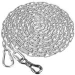 XiaZ Heavy Duty Dog Chains for Outside, 15FT Stainless Steel Tie Out Cable with Swivel Hook for Large Medium Dogs, Metal Chew Proof Pet Runner Chain Leash Lead for Outdoor Camping Hiking Yard, 3MM