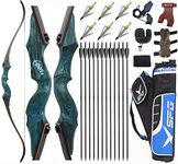 Vogbel 60" Archery Bow and Arrows Set for Adults Black Hunter Takedown Recurve Bow Survival Bow Hunting Longbow Bamboo Core Limbs for Right Handed Shooters Target Shooting Practice（30lb