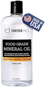 Thirteen Chefs Mineral Oil - 8 oz Food Grade Conditioner for Wood Cutting Board, Countertop & Butcher Block, Lubricant for Knife or Meat Grinder - Safe USP Finish on Marble, Soapstone