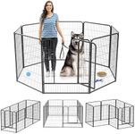 ZephyPaws Dog Playpen Outdoor 40 Inch 8 Panels Indoor Dog Fence Metal Dog Pen for Medium Large Dogs, Heavy Duty Pet Puppy Exercise Pen with Doors for RV Camping Garden Yard