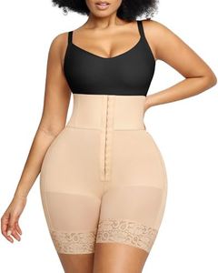 SHAPELLX High Waisted Body Shaper Shorts Shapewear for Women Tummy Control Thigh Slimming Slip Shorts Butt Lifting Faja(Beige, Small)