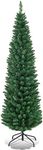 HAPPYGRILL 5FT Pencil Christmas Tree Slim Xmas Tree Unlit Skinny Artificial Christmas Tree with Foldable Metal Stand PVC Material Leaves