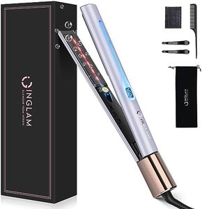 IG INGLAM Titanium Flat Iron Hair Straightener, Curling Iron 1 Inch, Infrared Negative Ionic Hair Iron Straightener 11 Adjust Temp 250°F to 450°F, Shiny Hair Dual Voltage 110-240V, Gift, Rose Gold