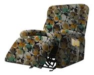 ELEGANTA 4 Piece Super Stretch Recliner Chair Cover – Printed Polyester Slipcover with Side Pocket | Anti-Slip Couch Protector | Stylish Design for Recliner Sofa Protection (Classic Pabble)