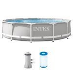 INTEX 26711EH Prism Frame Premium Above Ground Swimming Pool Set: 12ft x 30in – Includes 530 GPH Cartridge Filter Pump – SuperTough Puncture Resistant – Rust Resistant – 1718 Gallon Capacity
