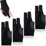 Billiards Glove 4 Pieces, Pool Billiard Accessories Left Hand 3 Finger Gloves, Non-Slip Breathable High Elasticity Unisex Professional Pool Gloves