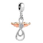 LSxAB Guardian Angel Clear Heart Charm Compatible with Pandora Charms Bracelets