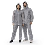 ROBUSTT Unisex EVA Rainsuit Jacket & Pant Set (Pack of 1)| Grey | Waterproof Raincoat for Men & Women | Hooded Full Body Rain Protection | Lightweight, Reusable Rain Wear for Bike & Outdoor Use