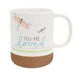 Pavilion Gift Company – You are Loved - 16-Ounce Stoneware Mug with Sandy Glazed Bottom, Dragonfly, Large Handle Coffee Cup, Survivor Encouragement Gift, 1 Count (Pack of 1), 3.5” x 3.5”