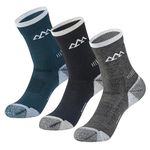 innotree 3 Pack Men's Merino Wool Hiking Socks, Micro Crew Cushioned Hiking Walking Socks Moisture Wicking Trekking Socks