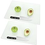 APACALI 2 Pack Glass Chopping Board, 39x28.2CM Glass Cutting Board, Cutting Board with Non-Slip Mat, Glass Worktop Savers for Kitchen, 0.4CM Thickness