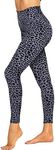 ZOOSIXX High Waisted Leggings for Women - Tummy Control Soft Opaque Printed Pants with Camo, Leopard for Running Workout, Dark Grey Leopard, Large-X-Large