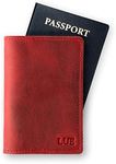 PEGAI Personalized Leather Passport Holder Cover Wallet Travel Essentials | 100% Soft Touch Rustic Travel Wallet Case, International Travel Must Haves | DeKalb (Rose Red)