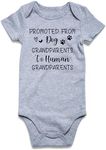 Funnycokid Unisex Newborn Promoted from Dog Grandparents to Human Grandparents Baby Outfits Gender Neutral Baby Onsies 3-6 Months Announcement Bodysuit Cute